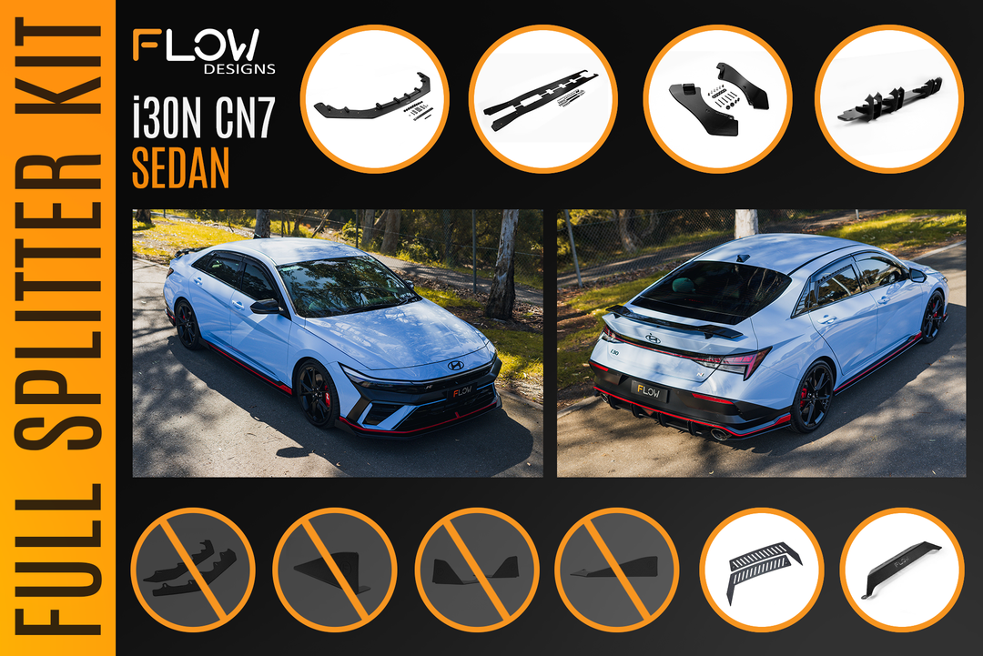 CN7 V2 i30N Sedan FL 2024 Full Lip Splitter Set - Image 5 by Flow Design