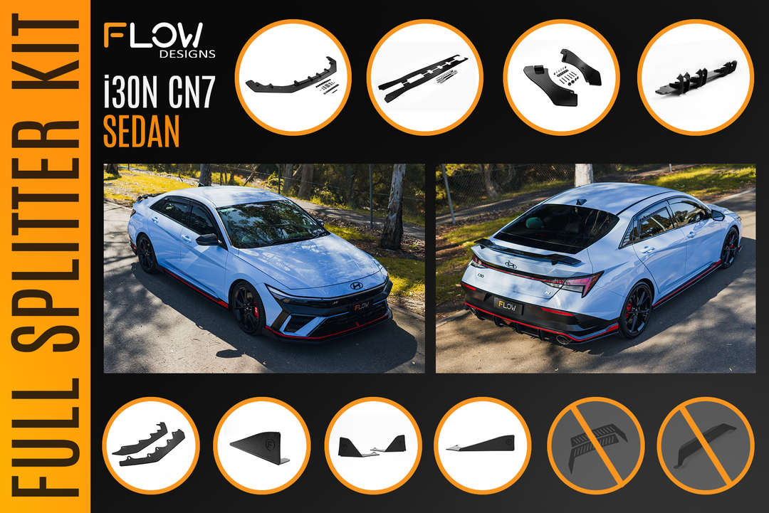 CN7 V2 Elantra N Sedan Facelift V2 - 2024 Full Lip Splitter Set - Image 6 by Flow Design