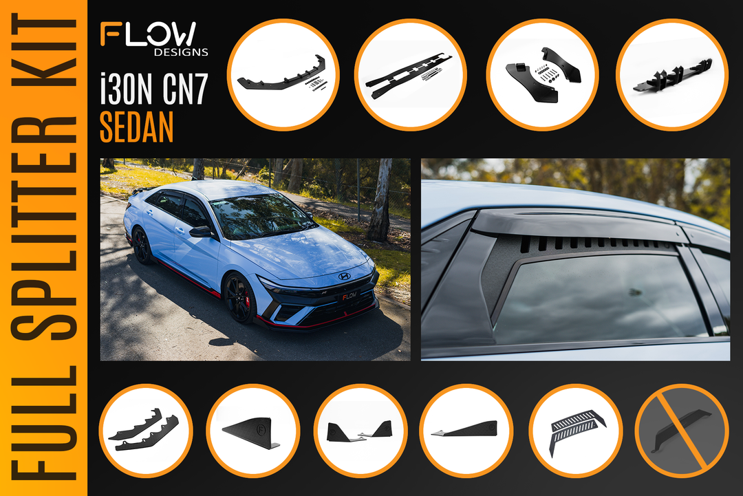CN7 V2 i30N Sedan FL 2024 Full Lip Splitter Set - Image 7 by Flow Design