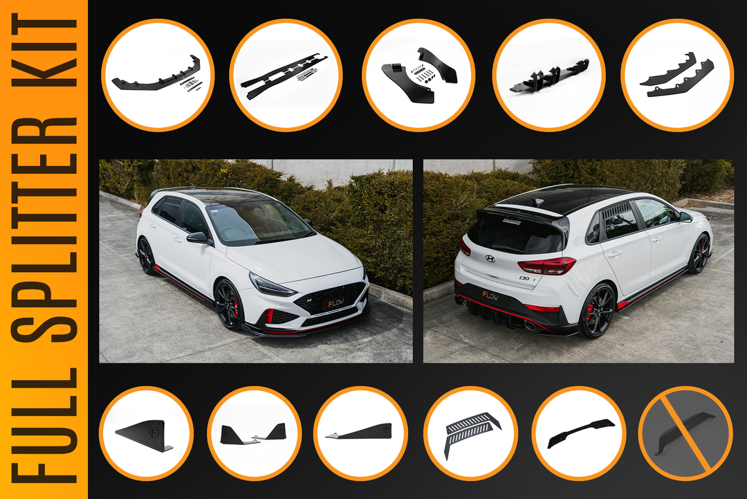 i30N Hatch PDE V6 FL2 2025 Full Lip Splitter Set - Image 13 by Flow Design