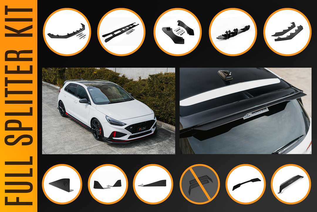 i30N Hatch PDE V6 FL2 2025 Full Lip Splitter Set - Image 14 by Flow Design