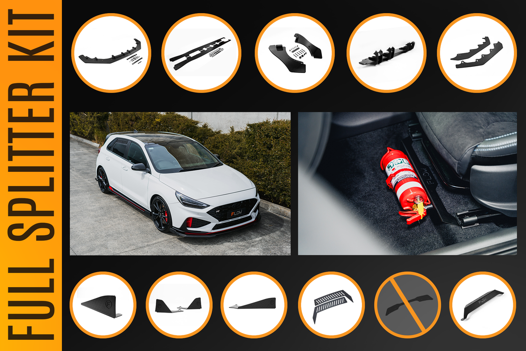 i30N Hatch PDE V6 FL2 2025 Full Lip Splitter Set - Image 15 by Flow Design