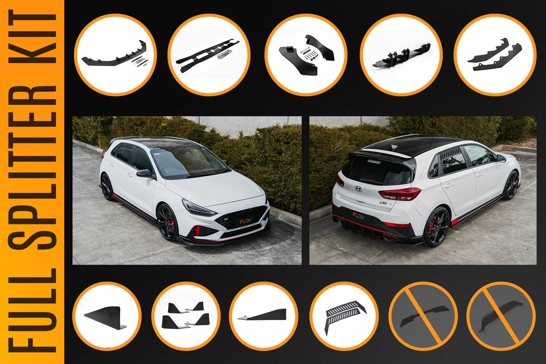 i30N Hatch PDE V6 FL2 2025 Full Lip Splitter Set - Image 18 by Flow Design