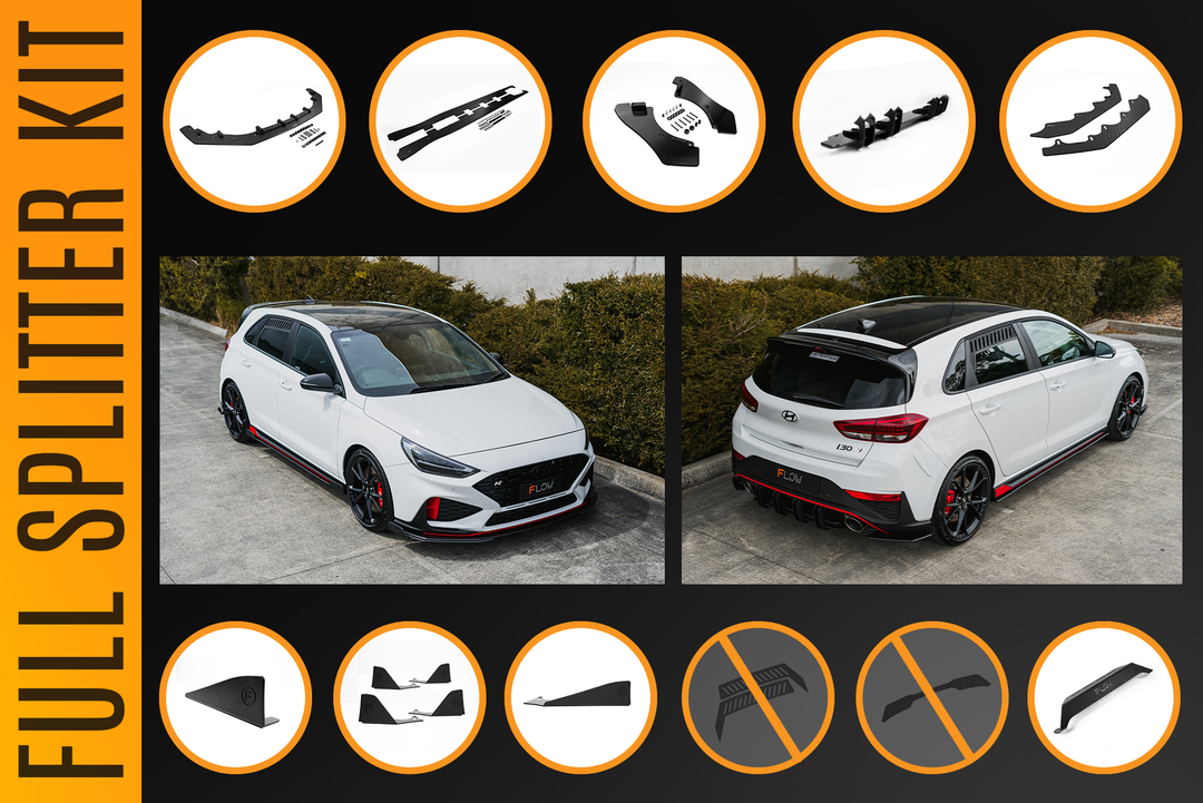 i30N Hatch PDE V6 FL2 2025 Full Lip Splitter Set - Image 20 by Flow Design