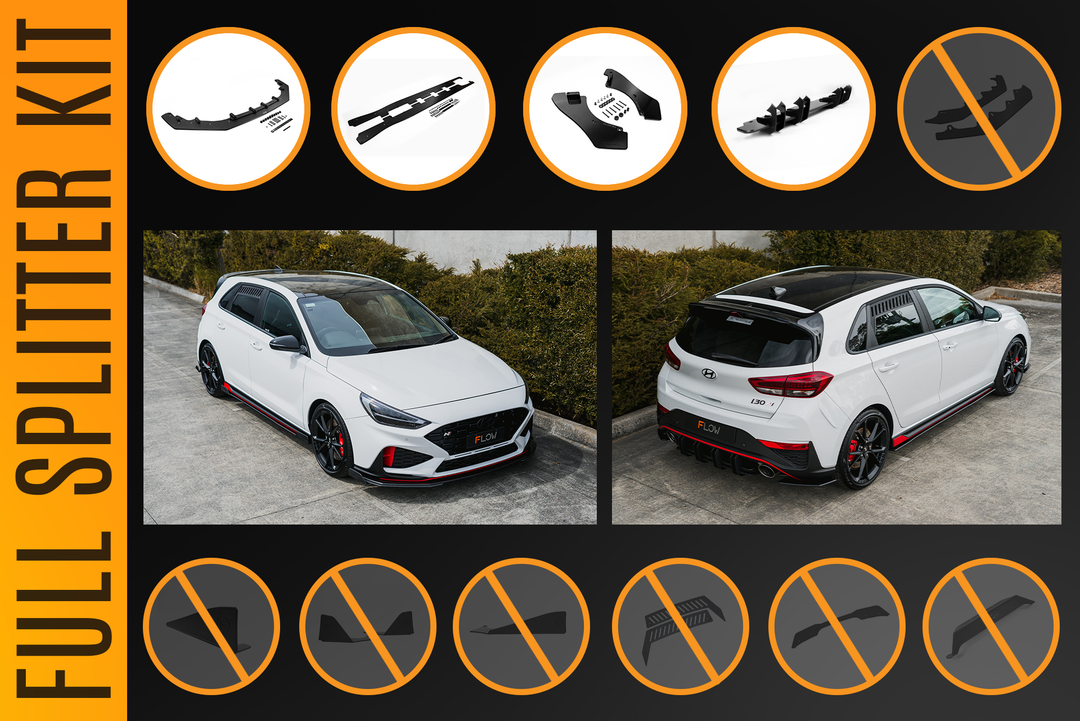 i30N Hatch PDE V6 FL2 2025 Full Lip Splitter Set - Image 2 by Flow Design