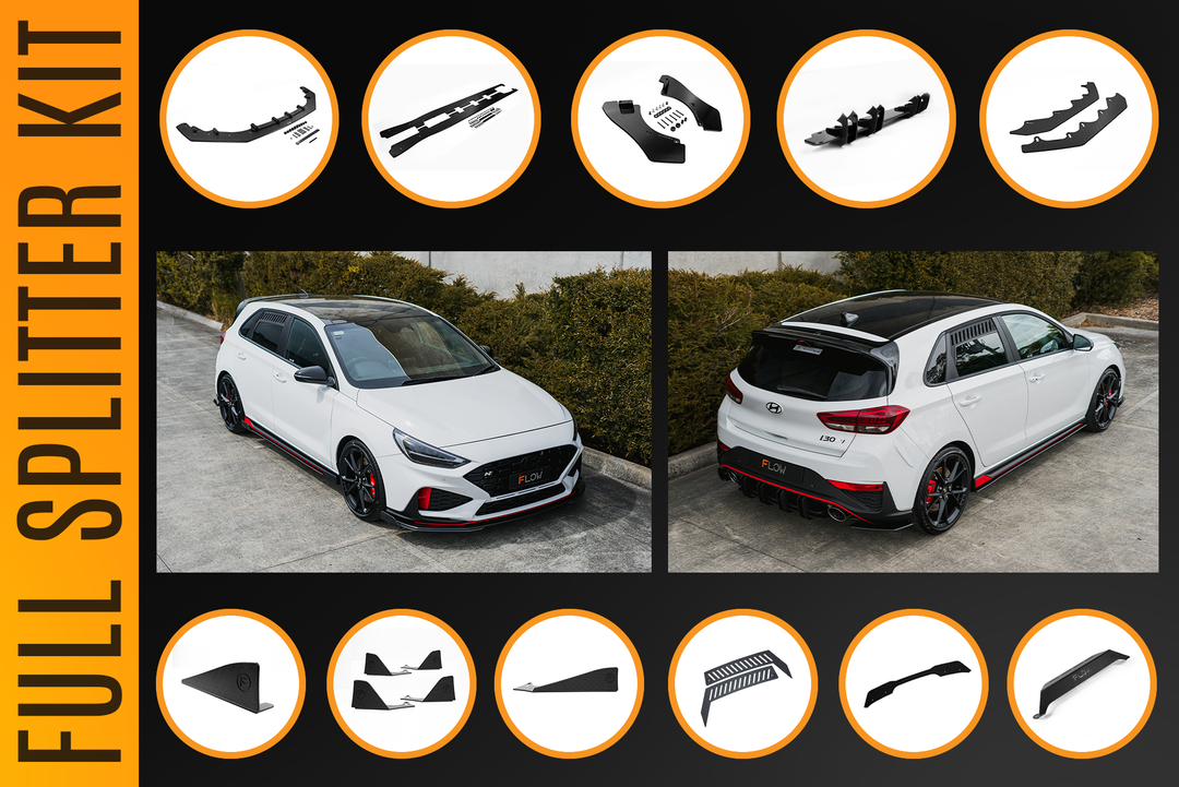 i30N Hatch PDE V6 FL2 2025 Full Lip Splitter Set - Image 24 by Flow Design