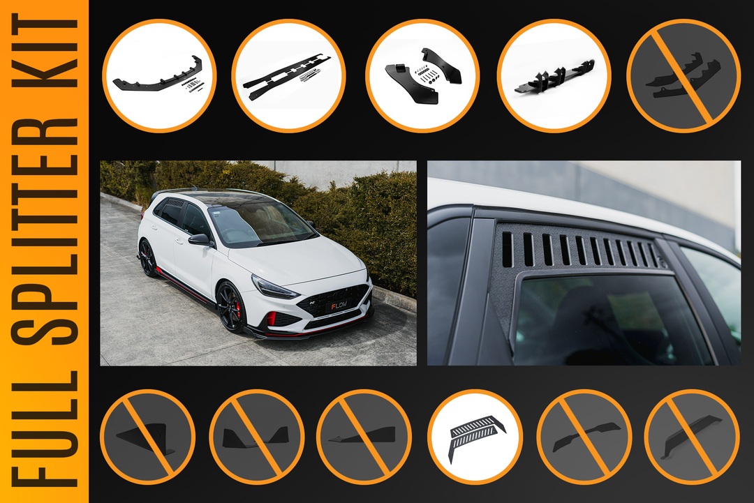 i30N Hatch PDE V6 FL2 2025 Full Lip Splitter Set - Image 3 by Flow Design