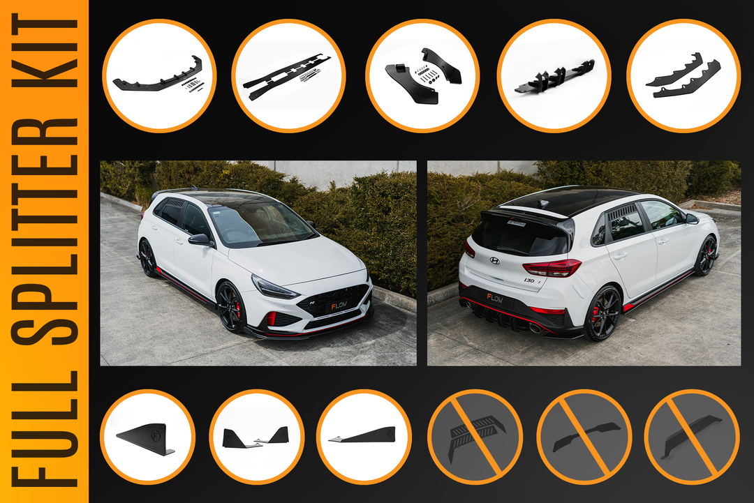 i30N Hatch PDE V6 FL2 2025 Full Lip Splitter Set - Image 9 by Flow Design