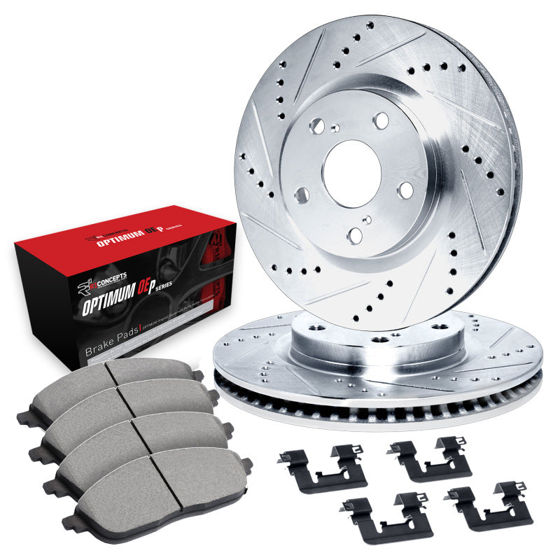 Veloster N (JS) - Front Drilled & Slotted Rotors & Pads Kit, Standard Brakes 330mm