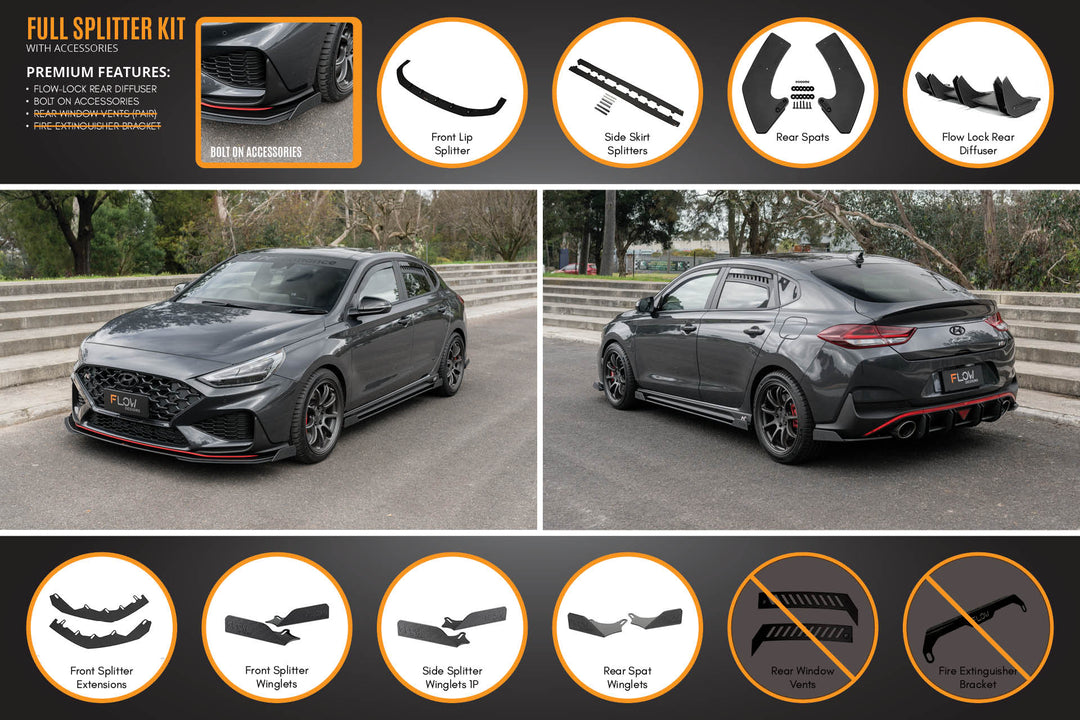 i30N Fastback PD FL 2022+ Full Lip Splitter Set - Image 6 by Flow Design