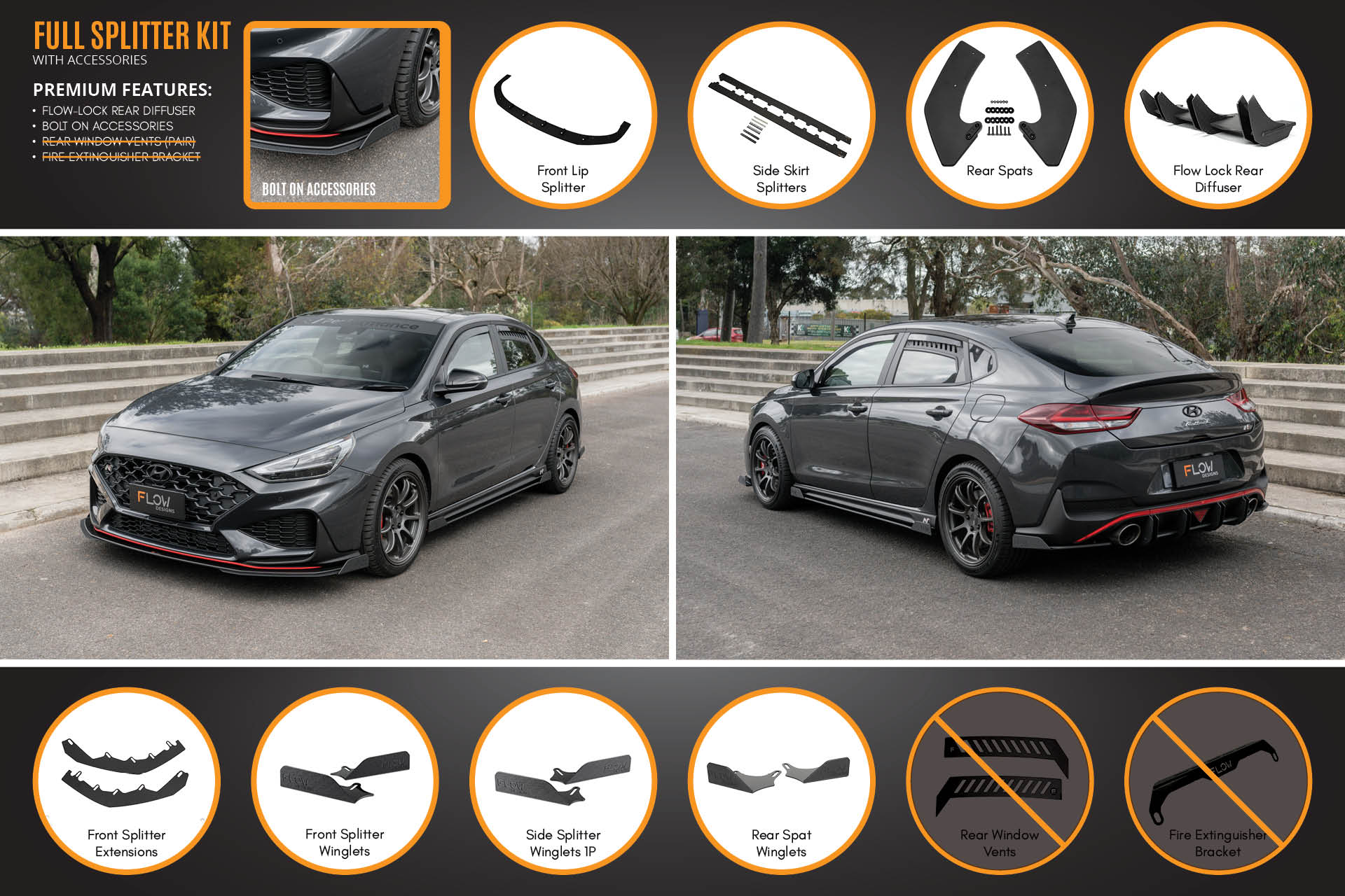 i30N Fastback PD FL 2022+ Full Lip Splitter Set