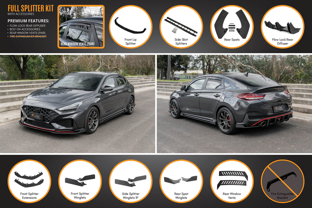 i30N Fastback PD FL 2022+ Full Lip Splitter Set - Image 14 by Flow Design