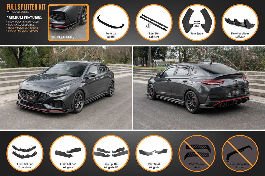 i30N Fastback PD FL 2022+ Full Lip Splitter Set - Image 10 by Flow Design