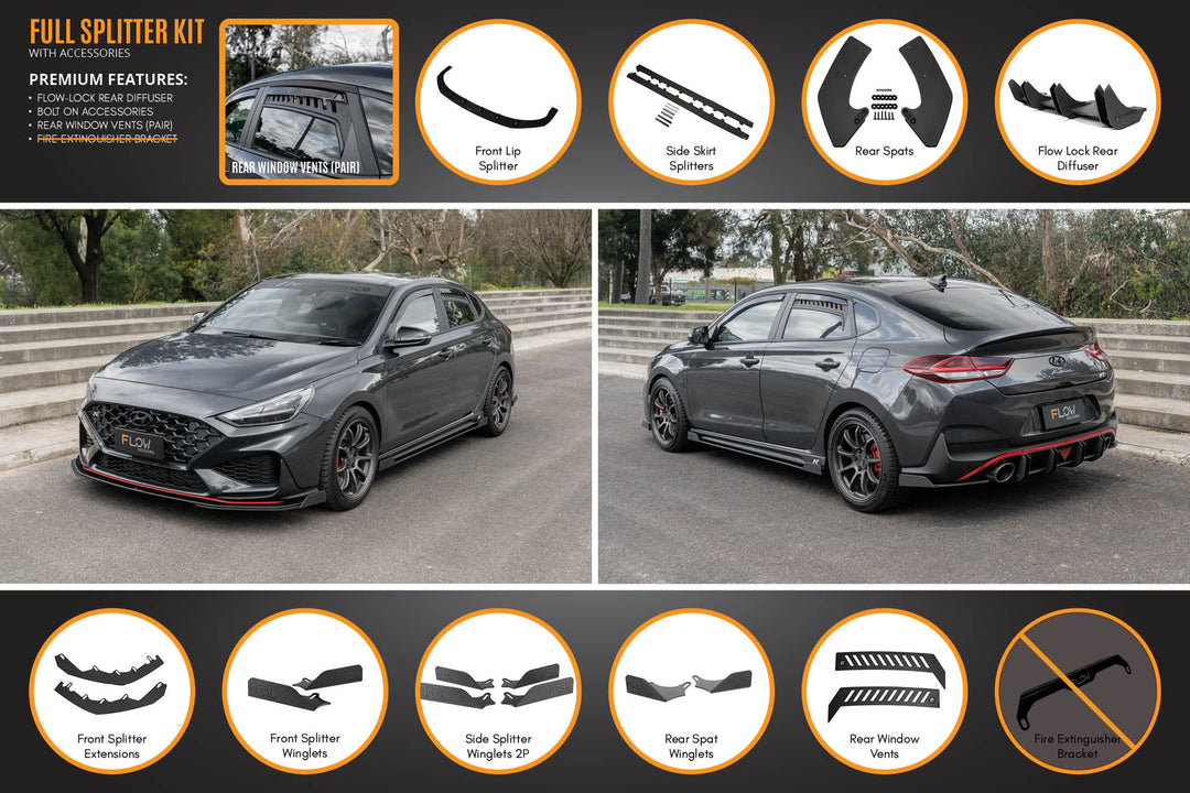i30N Fastback PD FL 2022+ Full Lip Splitter Set - Image 12 by Flow Design