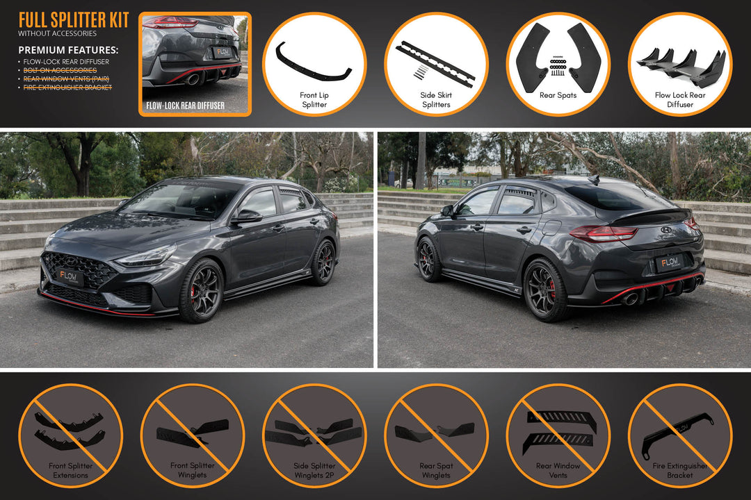 i30N Fastback PD FL 2022+ Full Lip Splitter Set - Image 2 by Flow Design