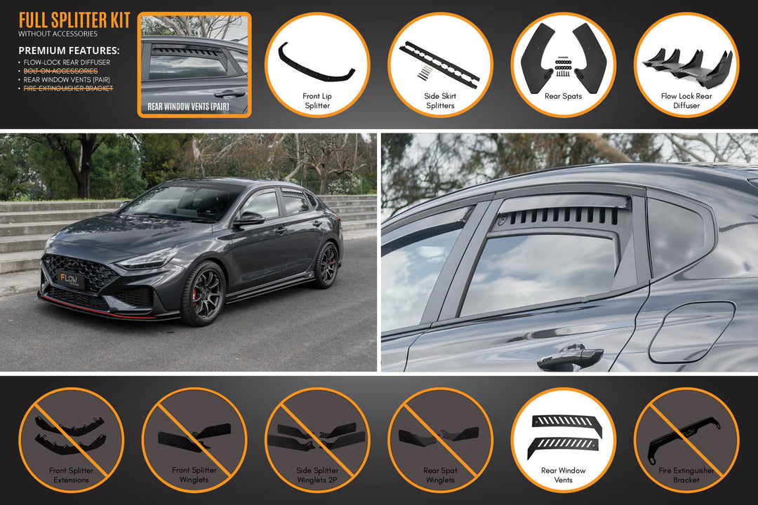 i30N Fastback PD FL 2022+ Full Lip Splitter Set - Image 4 by Flow Design