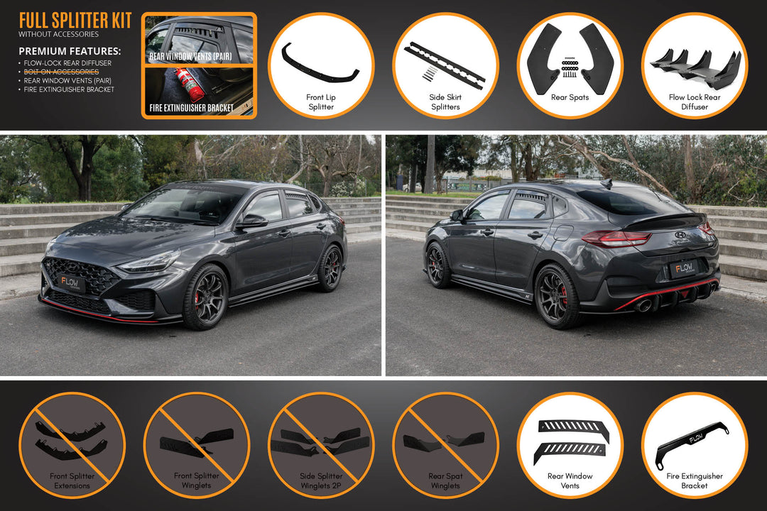 i30N Fastback PD FL 2022+ Full Lip Splitter Set - Image 5 by Flow Design