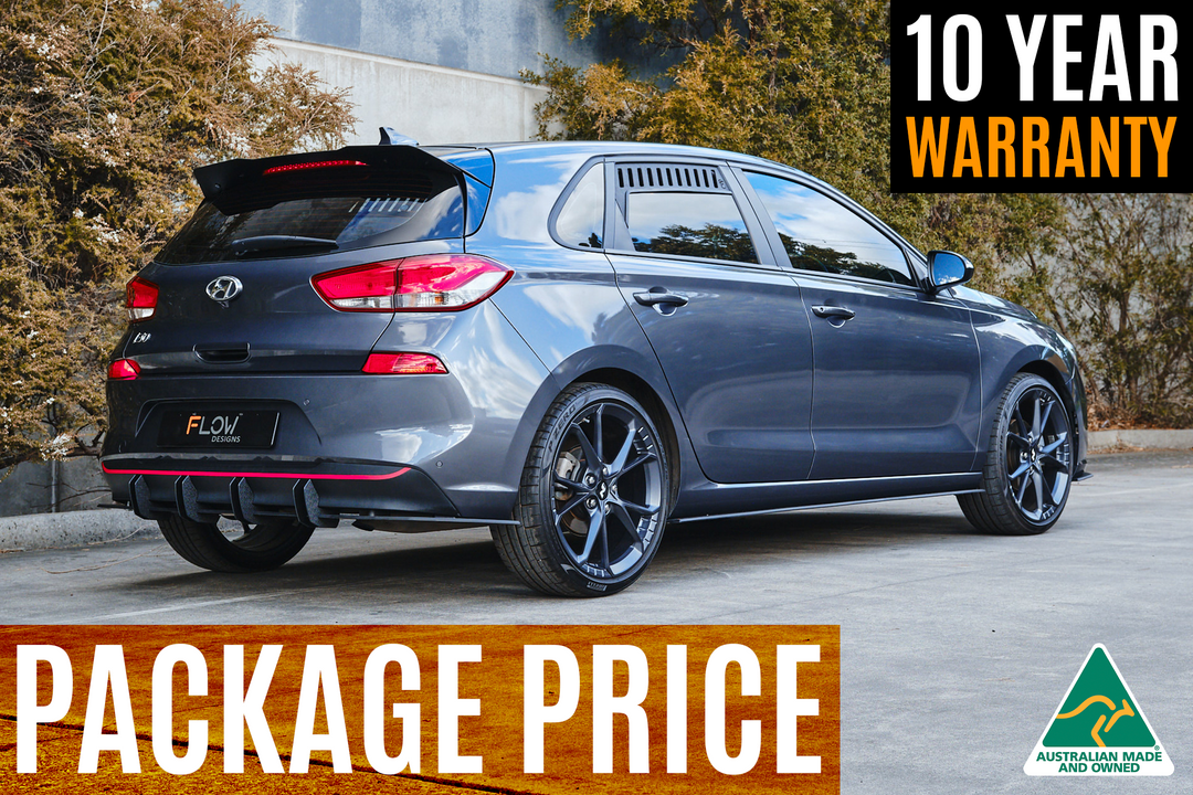 i30 Hatch PD1, PD2 2018-2020 Full Lip Splitter Set with Flow-Lock Rear Diffuser - Image 1 by Flow Design
