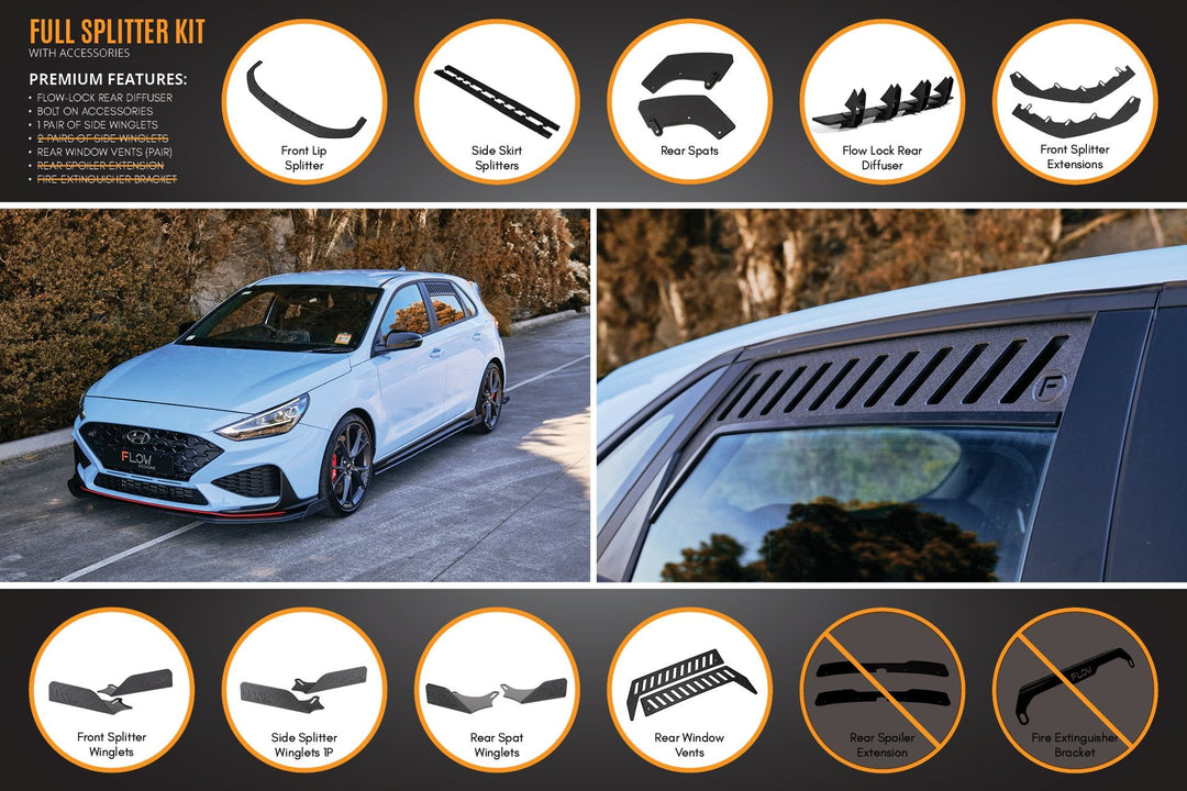 i30N Hatch PD FL 2021 Full Lip Splitter Set - Image 11 by Flow Design