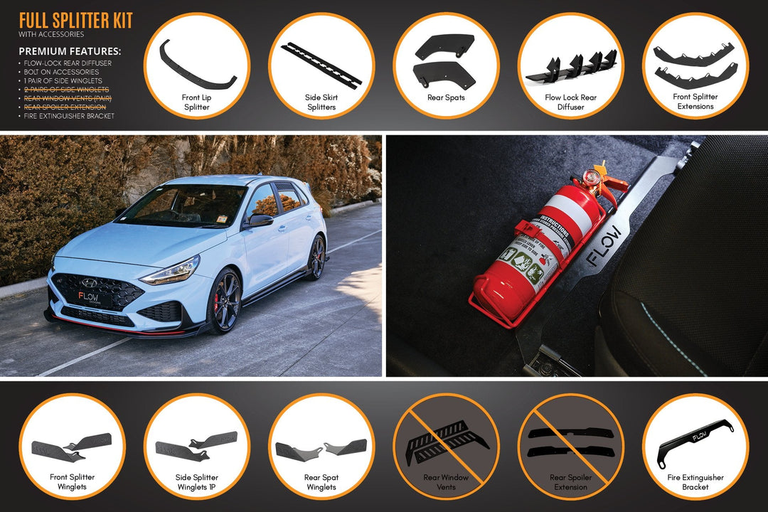i30N Hatch PD FL 2021 Full Lip Splitter Set - Image 13 by Flow Design