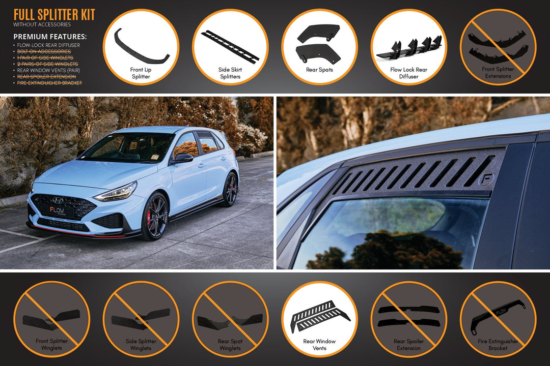 i30N Hatch PD FL 2021 Full Lip Splitter Set - Image 3 by Flow Design