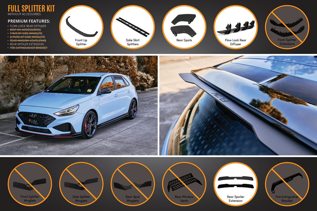 i30N Hatch PD FL 2021 Full Lip Splitter Set - Image 4 by Flow Design