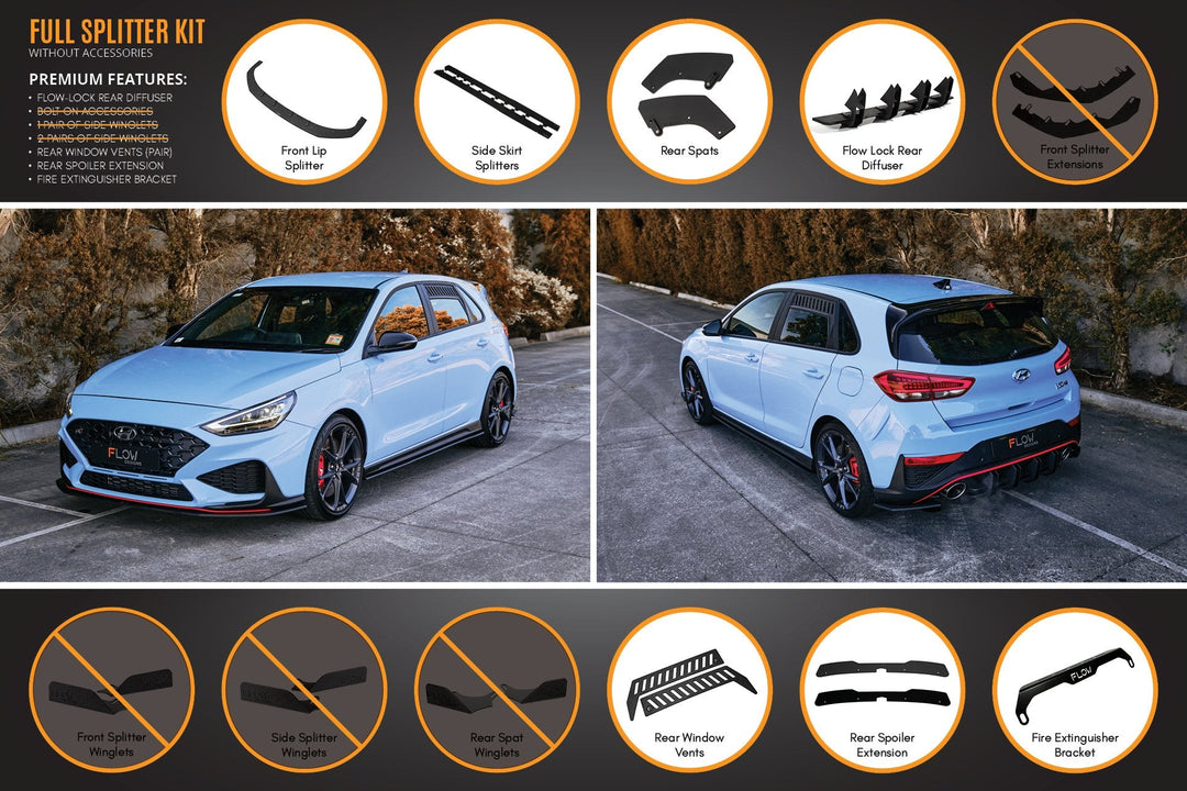 i30N Hatch PD FL 2021 Full Lip Splitter Set - Image 9 by Flow Design