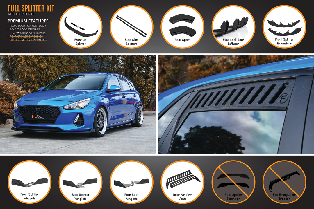 i30 SR Hatch (2017-2018) Full Lip Splitter Set - Image 11 by Flow Design
