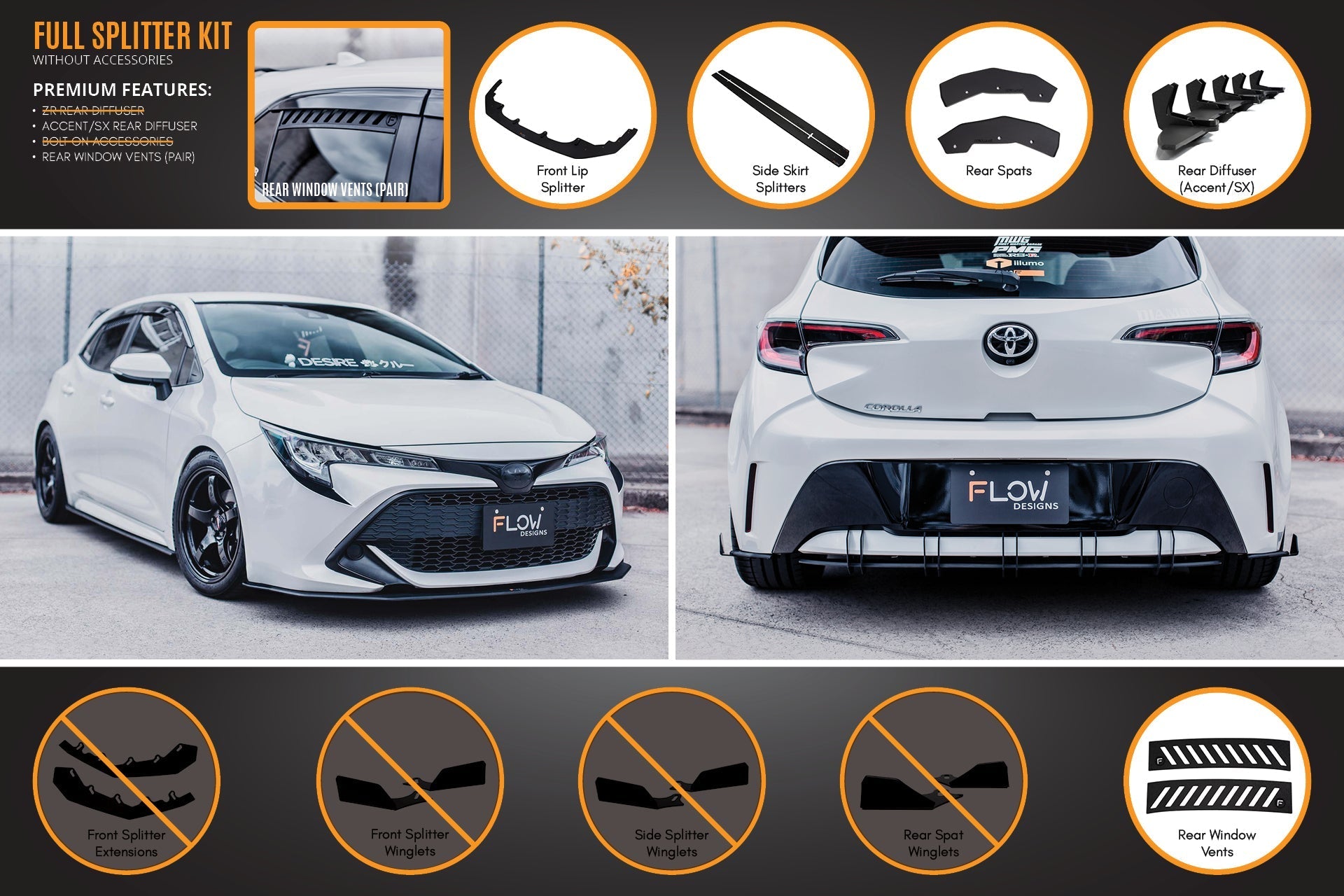 Corolla MZEA12R/ZWE211R 2018-2022 Full Lip Splitter Set