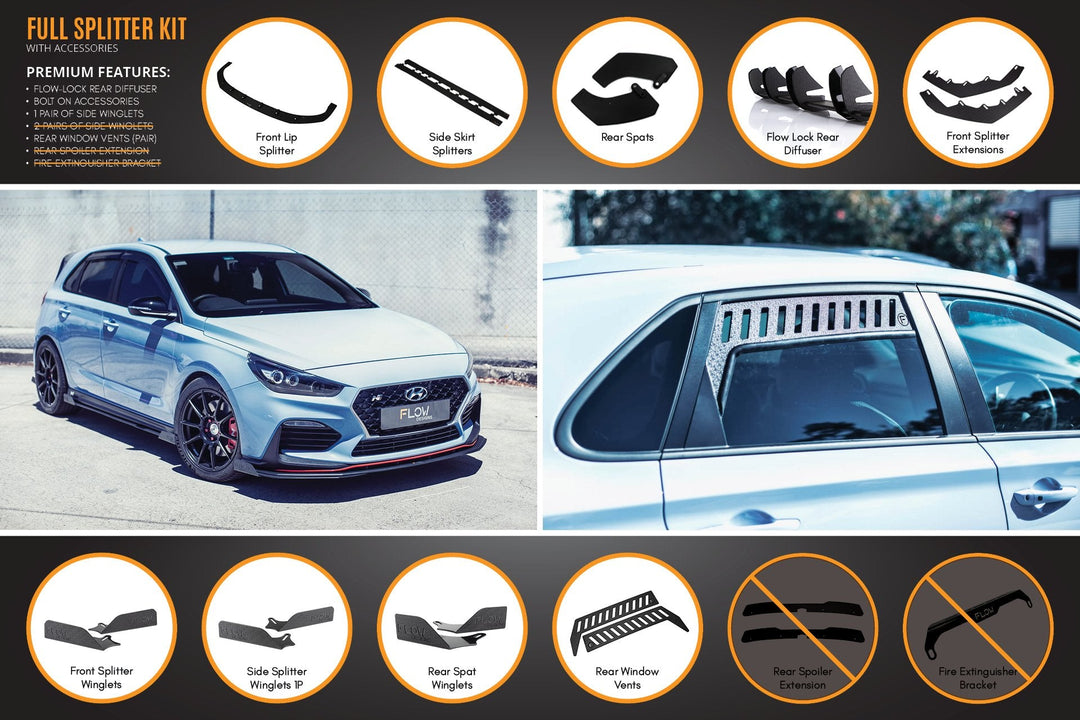 i30N Hatch PD (2018-2020) Full Lip Splitter Set - Image 11 by Flow Design