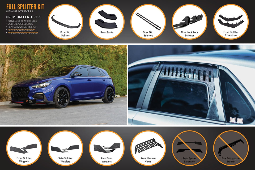 i30 N Line Hatch PD (2018-Current) Full Splitter Lip Set - Image 11 by Flow Design