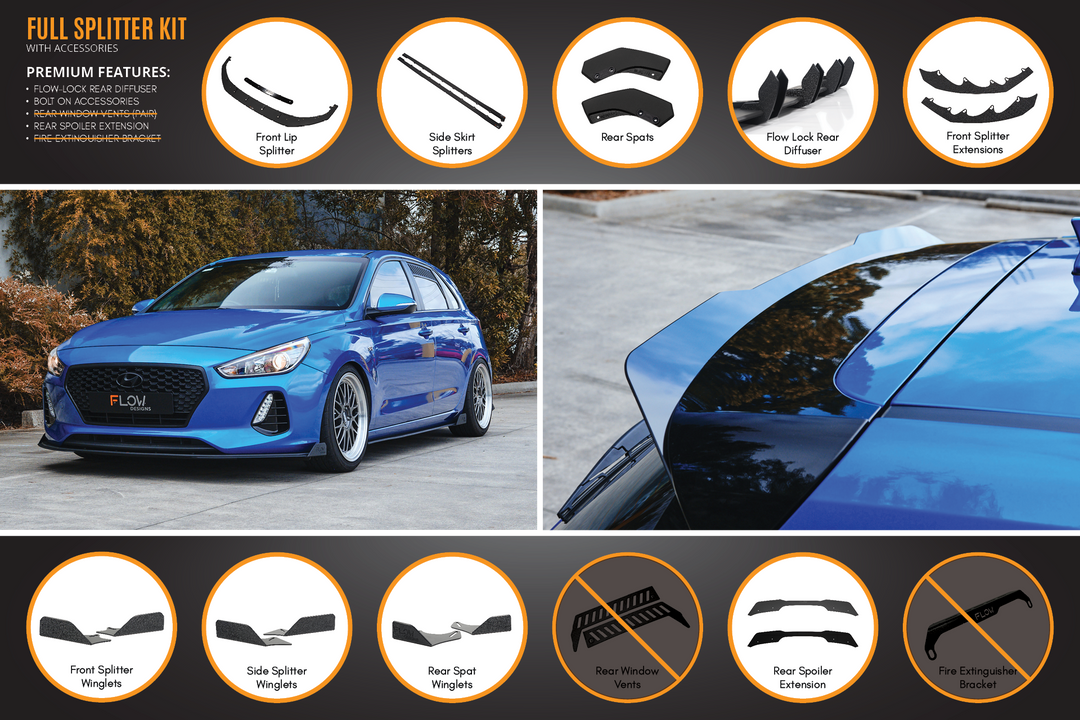 i30 SR Hatch (2017-2018) Full Lip Splitter Set - Image 12 by Flow Design