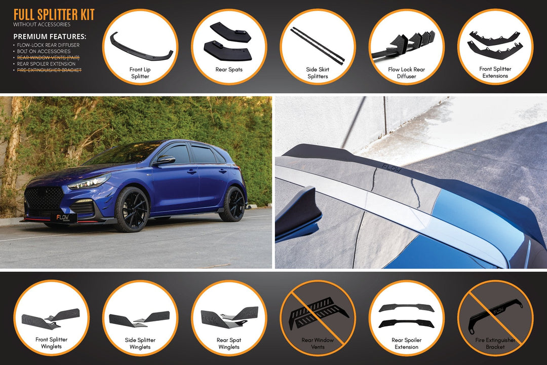 i30 N Line Hatch PD (2018-Current) Full Splitter Lip Set - Image 12 by Flow Design