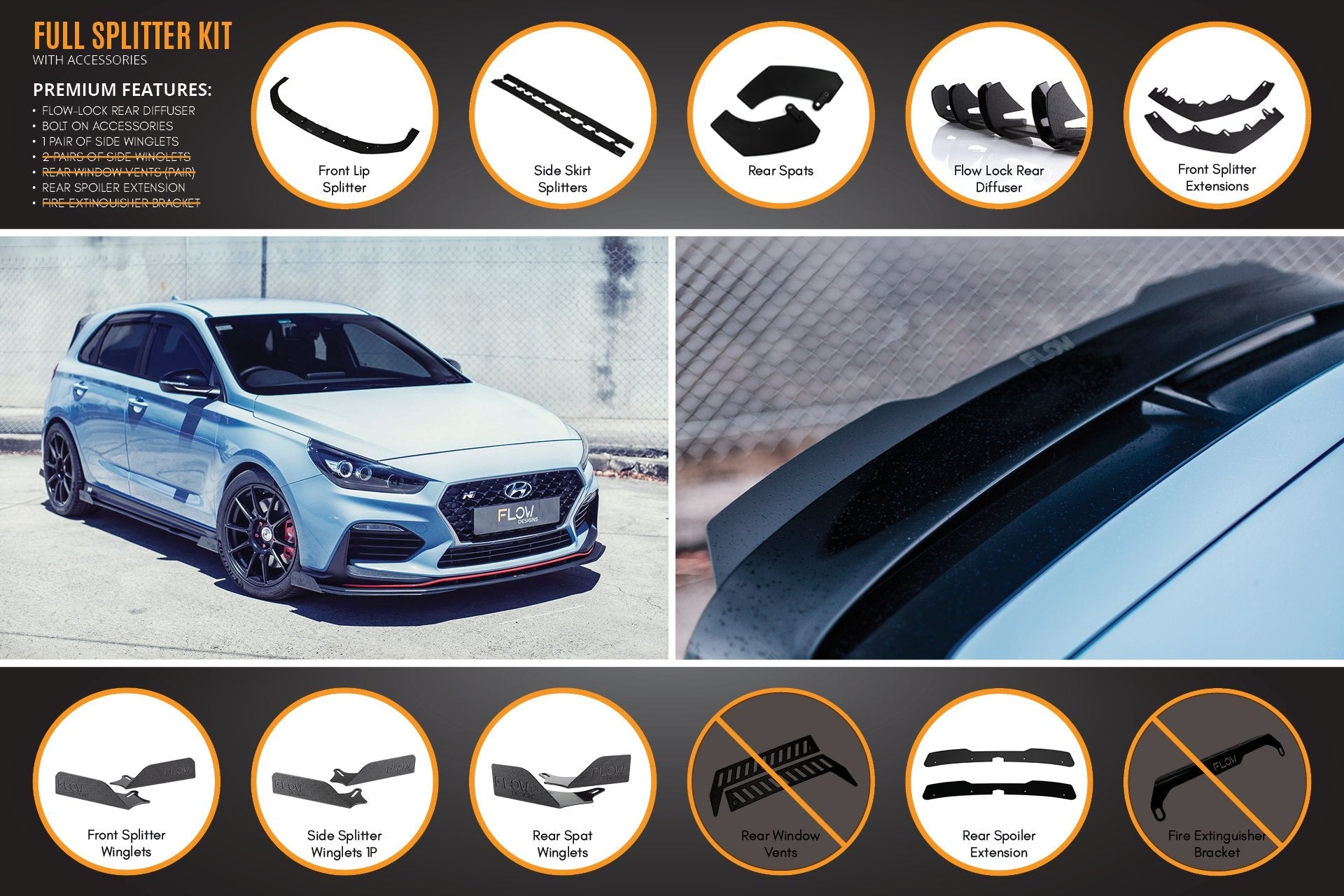 i30N Hatch PD (2018-2020) Full Lip Splitter Set