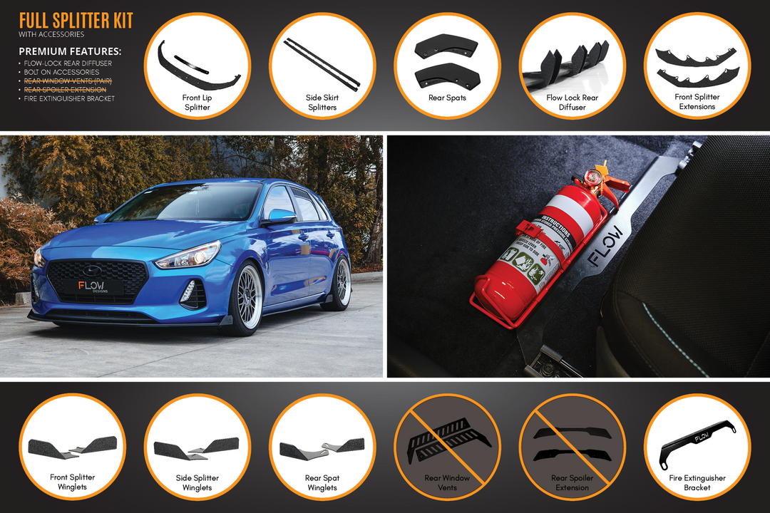 i30 SR Hatch (2017-2018) Full Lip Splitter Set - Image 13 by Flow Design