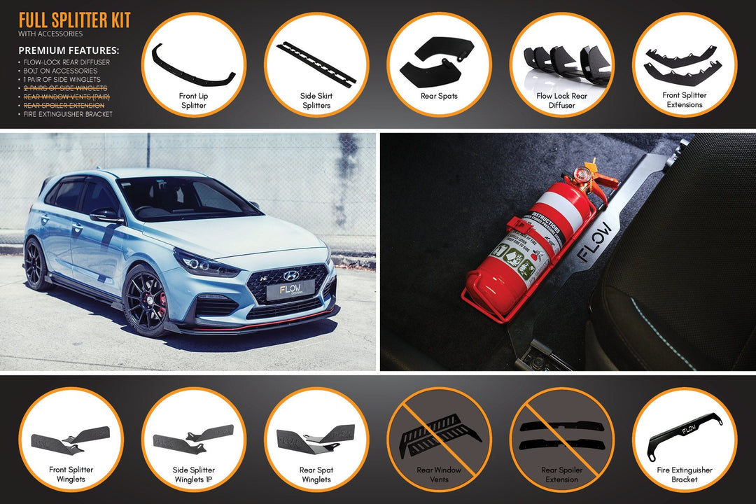 i30N Hatch PD (2018-2020) Full Lip Splitter Set - Image 13 by Flow Design