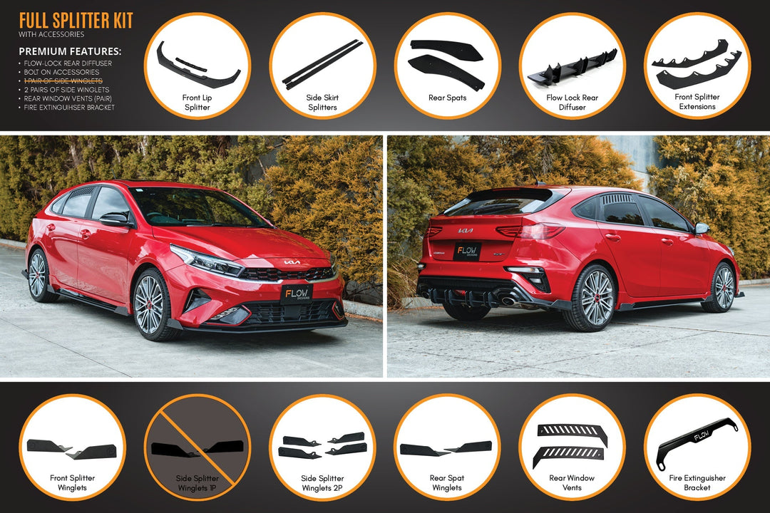 Cerato GT Hatch Facelift Full Lip Splitter Set - Image 13 by Flow Design