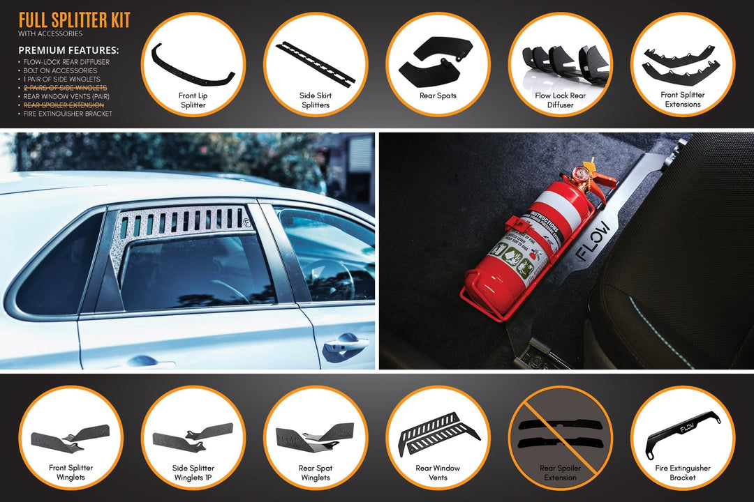 i30N Hatch PD (2018-2020) Full Lip Splitter Set - Image 15 by Flow Design