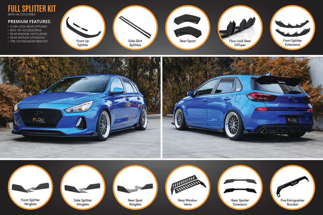 i30 SR Hatch (2017-2018) Full Lip Splitter Set - Image 17 by Flow Design