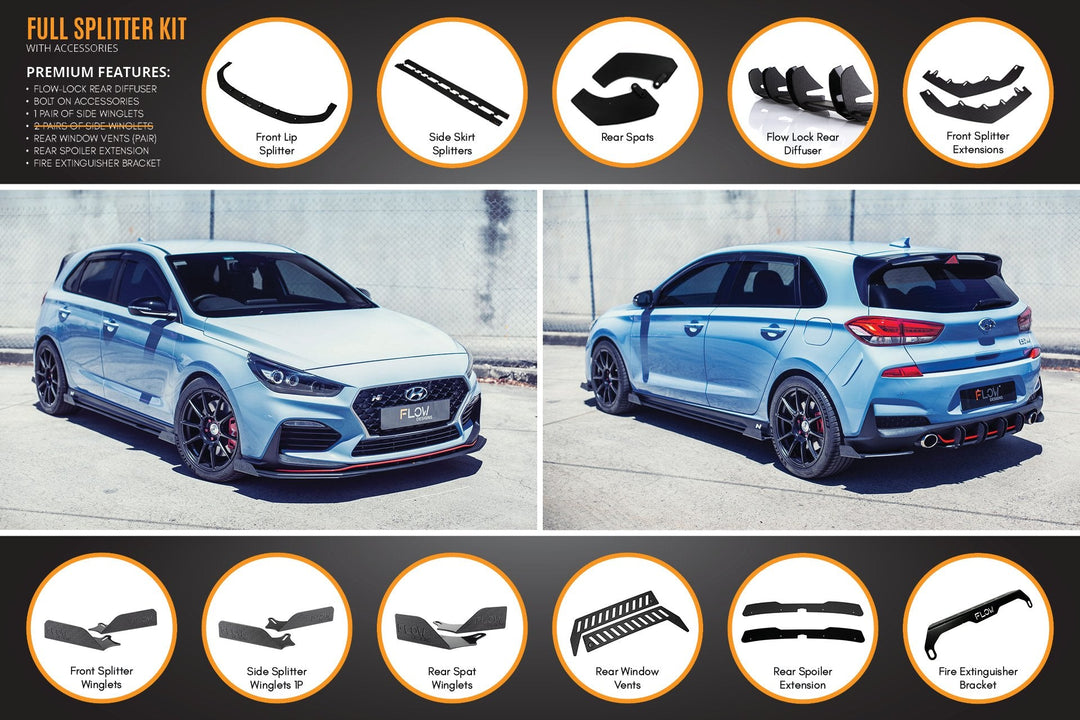 i30N Hatch PD (2018-2020) Full Lip Splitter Set - Image 17 by Flow Design