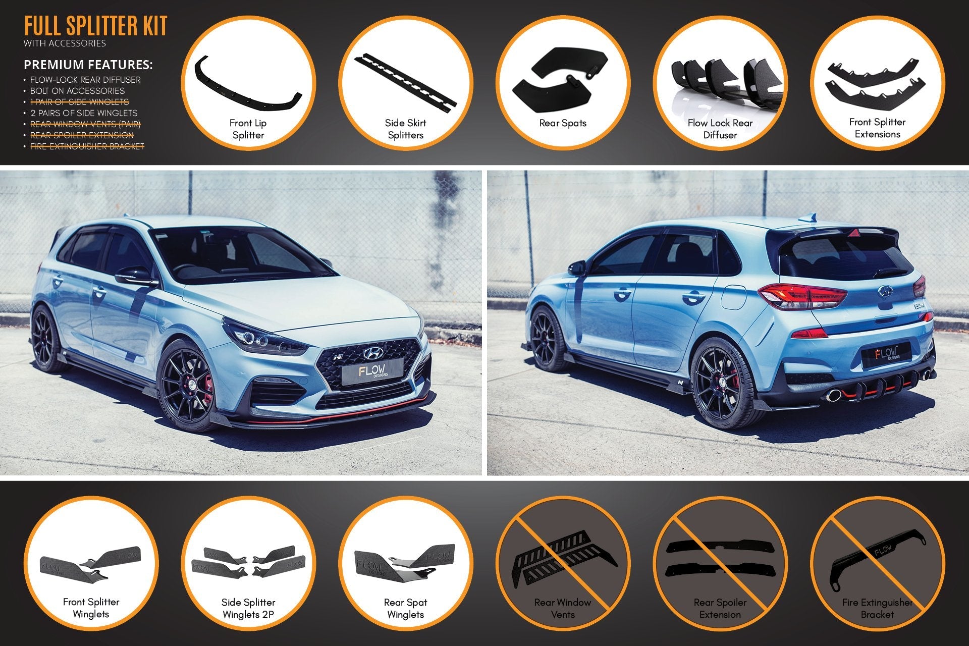 i30N Hatch PD (2018-2020) Full Lip Splitter Set