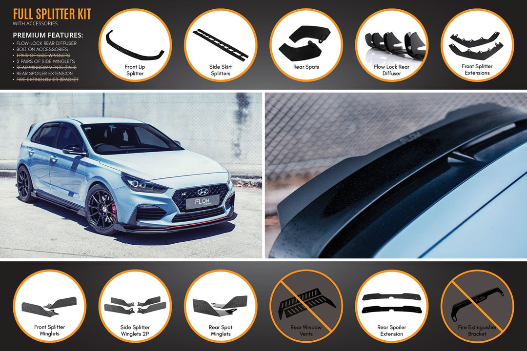 i30N Hatch PD (2018-2020) Full Lip Splitter Set - Image 20 by Flow Design