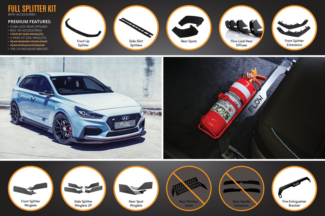 i30N Hatch PD (2018-2020) Full Lip Splitter Set - Image 21 by Flow Design
