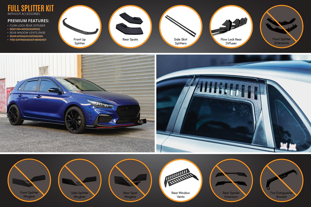 i30 N Line Hatch PD (2018-Current) Full Splitter Lip Set - Image 3 by Flow Design