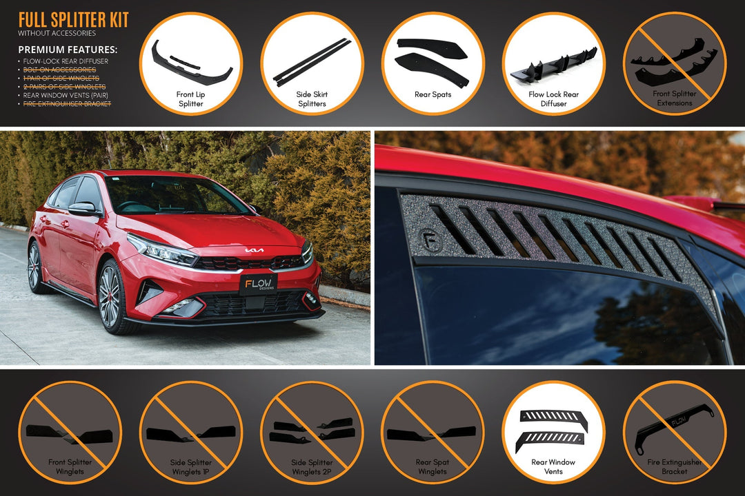 Cerato GT Hatch Facelift Full Lip Splitter Set - Image 3 by Flow Design