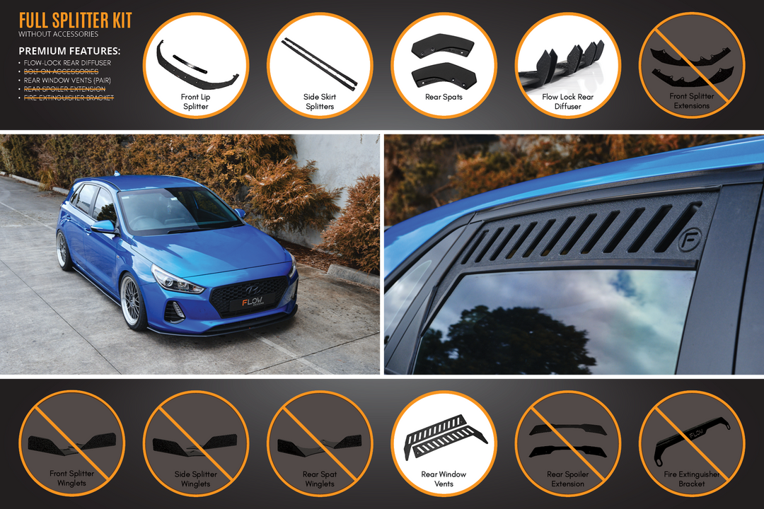 i30 SR Hatch (2017-2018) Full Lip Splitter Set - Image 3 by Flow Design
