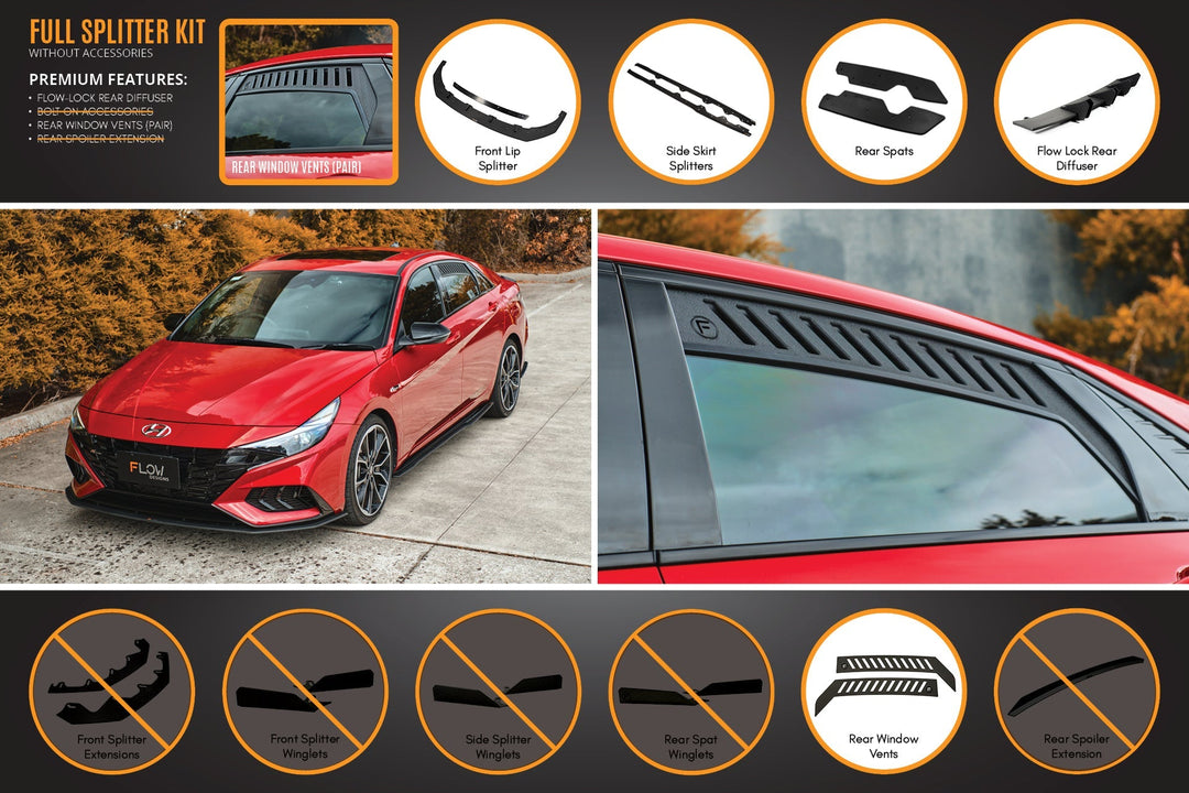 CN7 Elantra N Line Sedan 2020 Full Lip Splitter Set - Image 3 by Flow Design