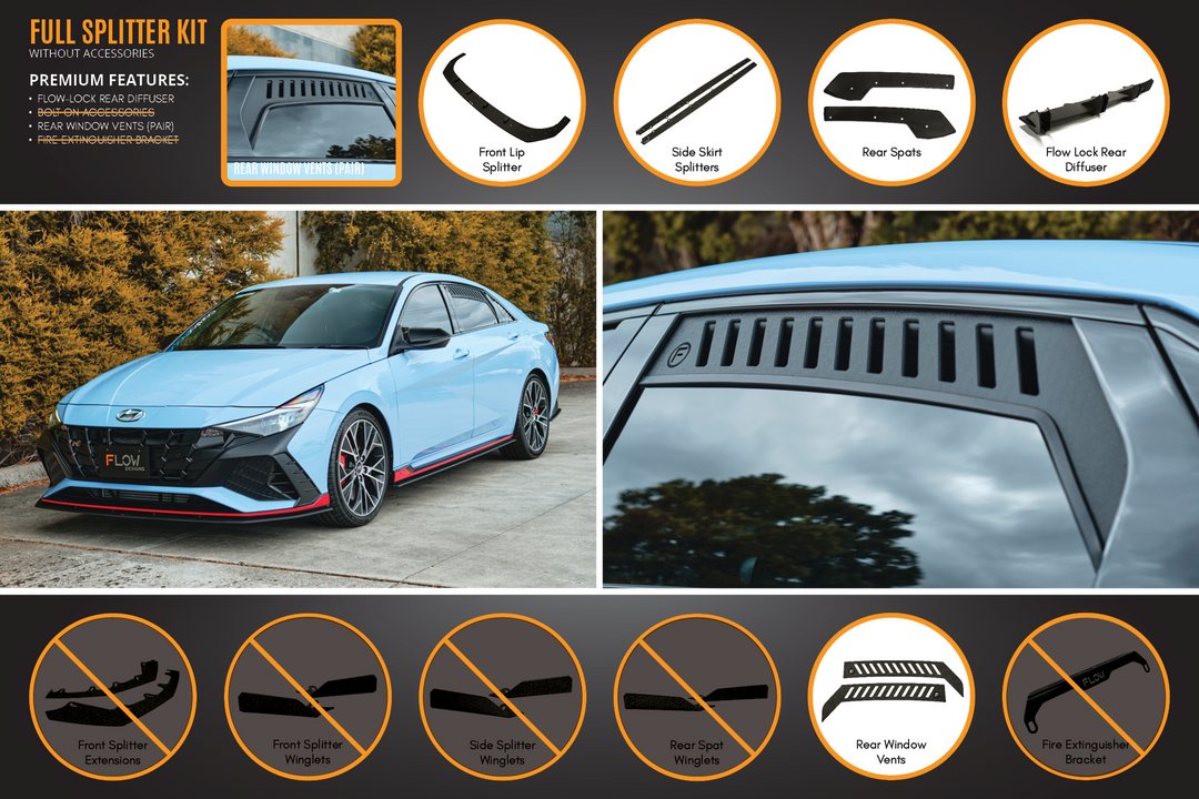 CN7 i30N Sedan 2021-2023 Full Lip Splitter Set - Image 3 by Flow Design