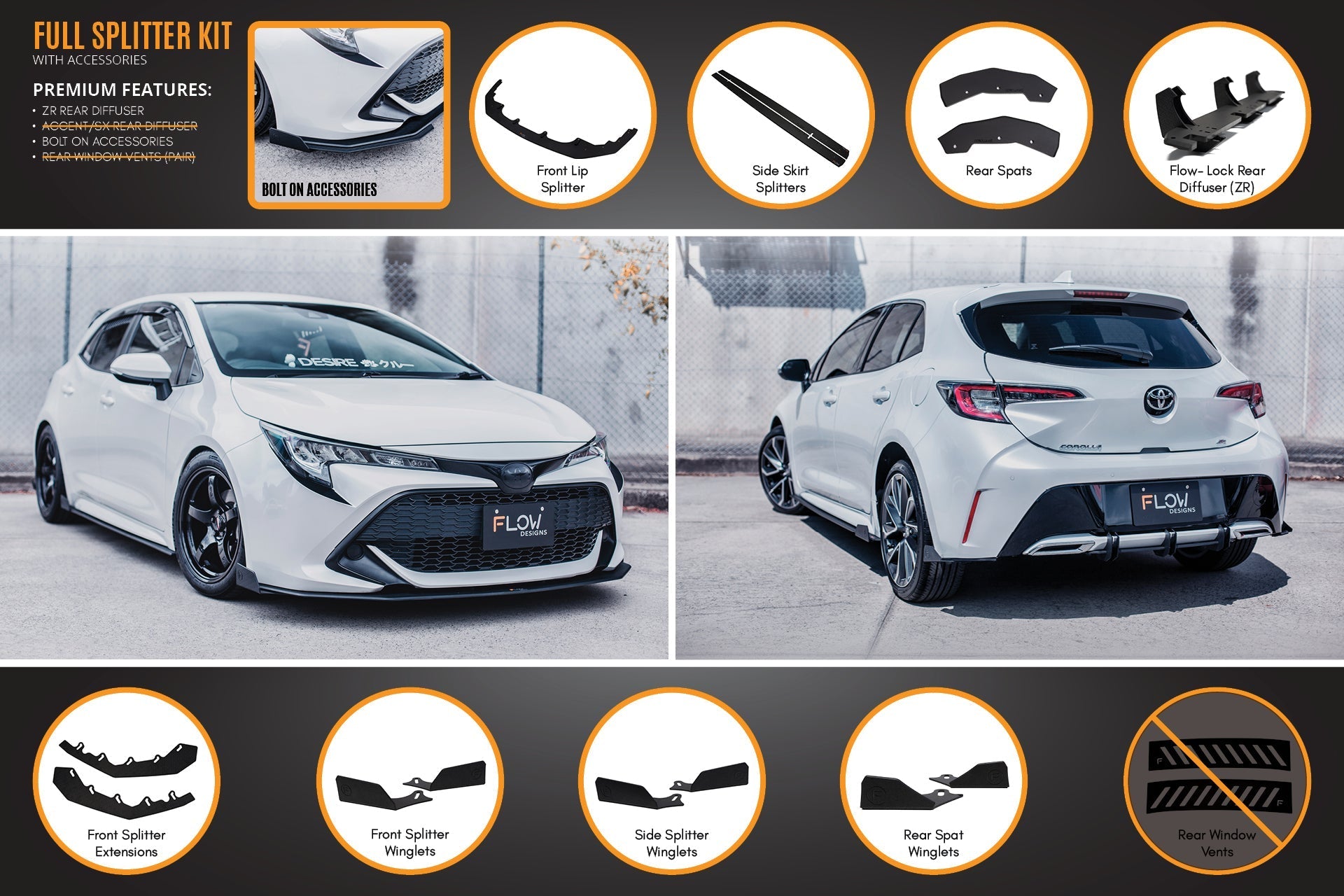 Corolla MZEA12R/ZWE211R 2018-2022 Full Lip Splitter Set