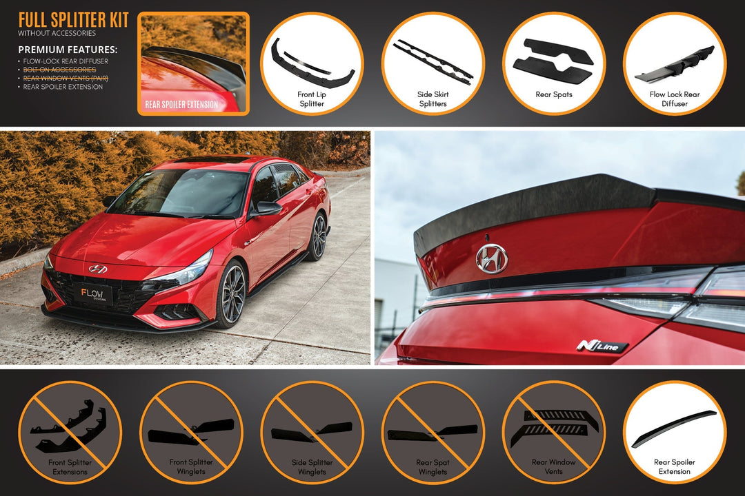 CN7 i30 N Line Sedan 2020 - 2022 Full Lip Splitter Set - Image 4 by Flow Design